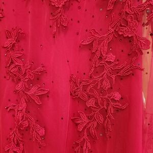 Faviana Red Lace Prom Dress